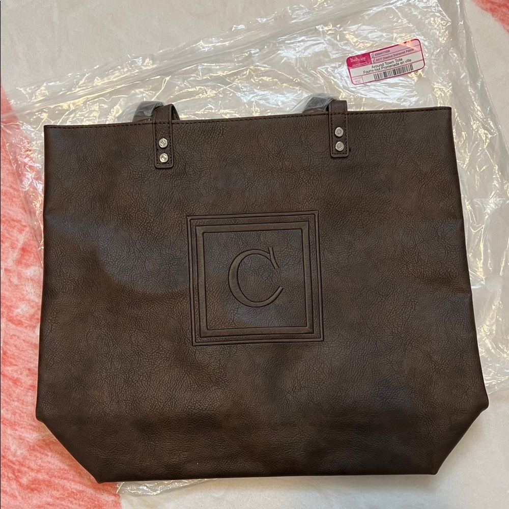 Thirty One Around Town Tote in Chestnut with a C Monogram
